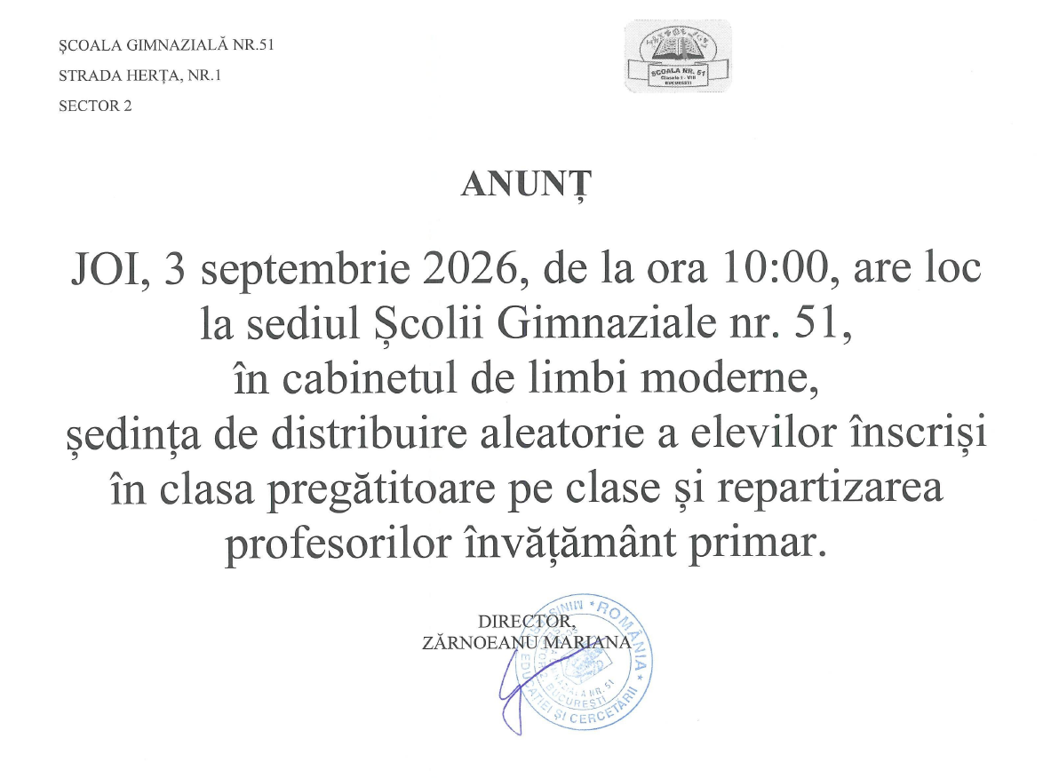 anunt 13 septembrie Anunt 13 septembrie